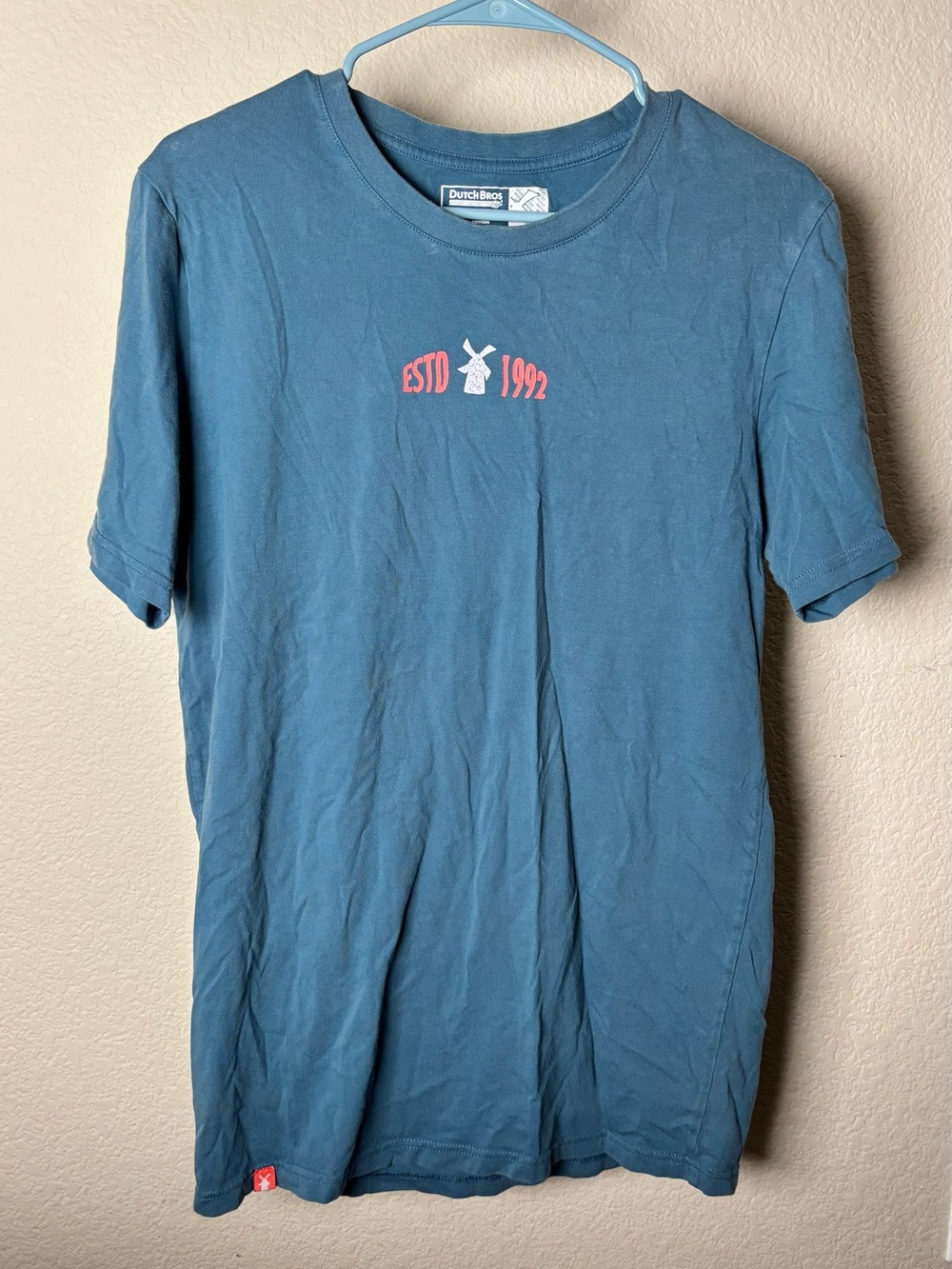 Dutch Bros Blue Short Sleeve Tee with Pink ESTD Graphic